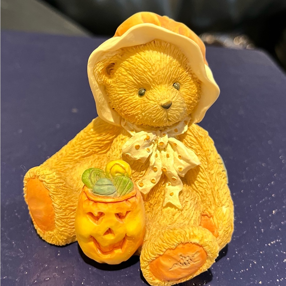 Enesco Yellow Bear with Pumpkin Figurine